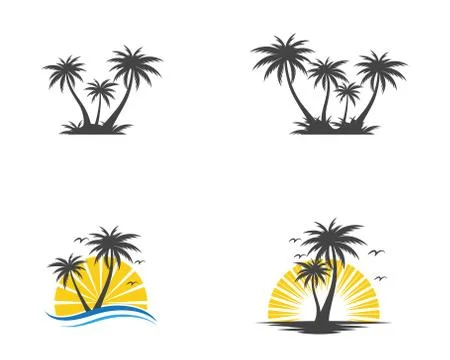Palm tree summer logo template Illustrazione stock