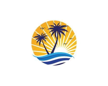 Palm tree summer logo template Stock Illustration