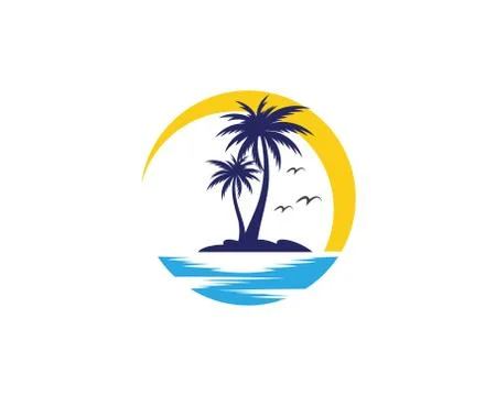 Palm tree summer logo template Stock Illustration