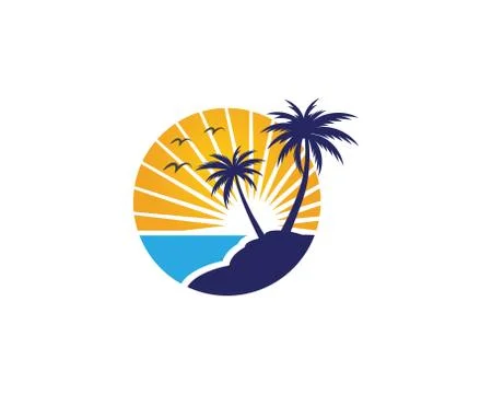 Palm tree summer logo template Illustrazione stock
