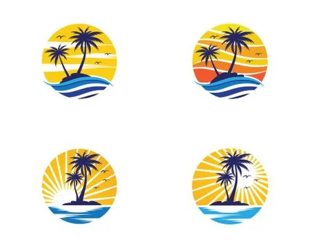 Palm tree summer logo template Illustrazione stock