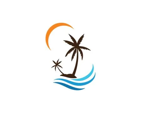 Palm tree summer logo template vector illustration Illustrazione stock