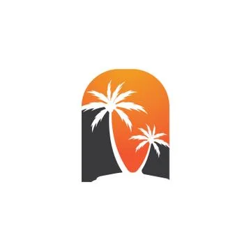 Palm tree summer logo template Illustrazione stock
