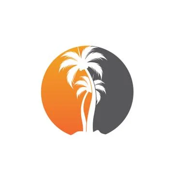 Palm tree summer logo template 스톡 일러스트