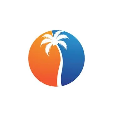 Palm tree summer logo template Stock Illustration