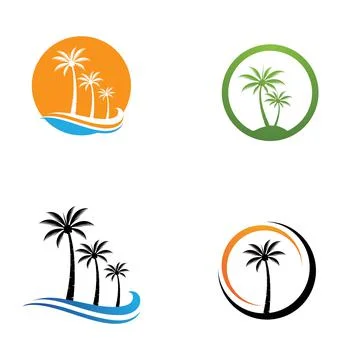 Palm tree summer logo template 스톡 일러스트