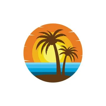 Palm tree summer logo template Illustrazione stock