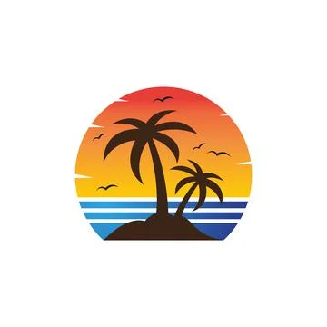 Palm tree summer logo template Illustrazione stock