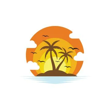 Palm tree summer logo template Stock Illustration