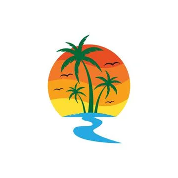 Palm tree summer logo template Stock Illustration