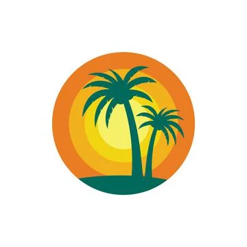 Palm tree summer logo template Illustrazione stock