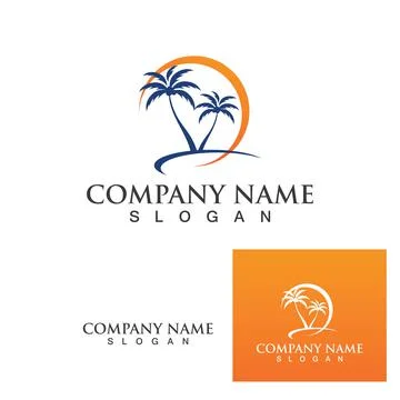 Palm tree summer logo template Stock Illustration