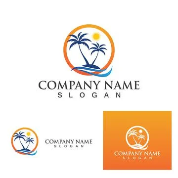 Palm tree summer logo template Illustrazione stock