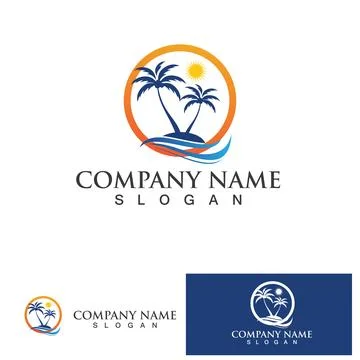 Palm tree summer logo template Stock Illustration