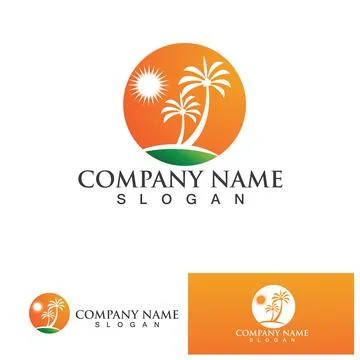 Palm tree summer logo template 스톡 일러스트