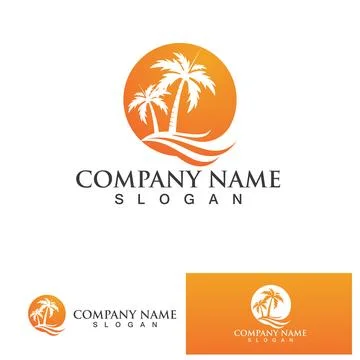 Palm tree summer logo template Illustrazione stock