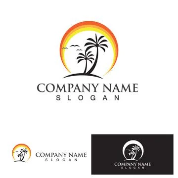 Palm tree summer logo template Stock Illustration
