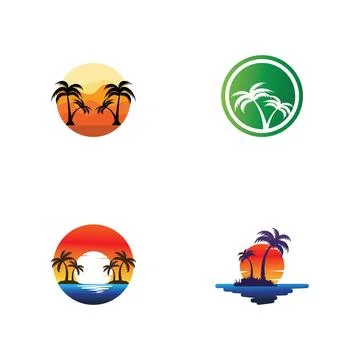 Palm tree summer logo template Illustration