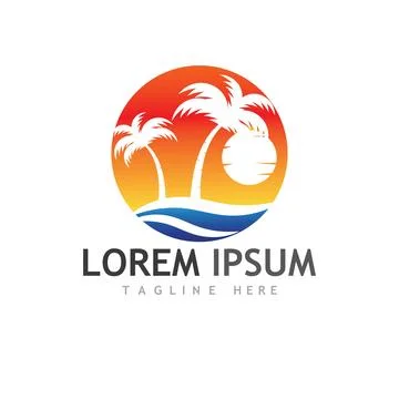 Palm tree summer logo template Stockillustratie