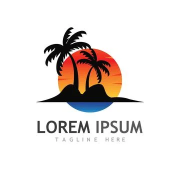 Palm tree summer logo template Stock Illustration