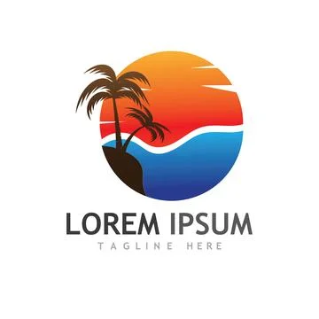 Palm tree summer logo template Illustration
