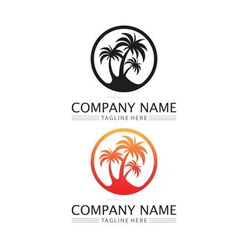 Palm tree summer logo template 스톡 일러스트
