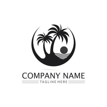 Palm tree summer logo template Stock Illustration