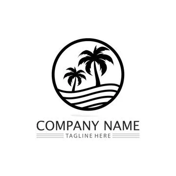 Palm tree summer logo template Illustrazione stock