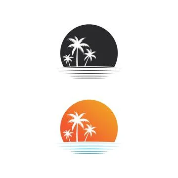 Palm tree summer logo template 스톡 일러스트