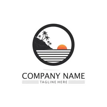 Palm tree summer logo template 스톡 일러스트