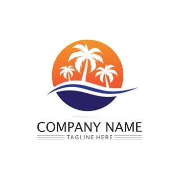 Palm tree summer logo template Stock Illustration