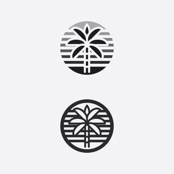 Palm tree summer logo template Illustrazione stock
