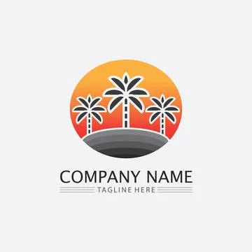 Palm tree summer logo template 스톡 일러스트