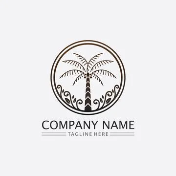 Palm tree summer logo template 스톡 일러스트