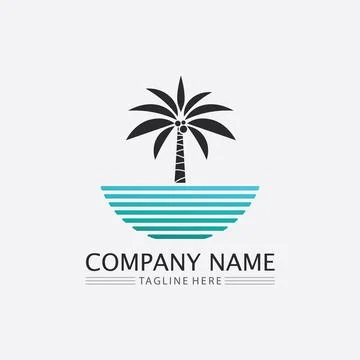 Palm tree summer logo template 스톡 일러스트