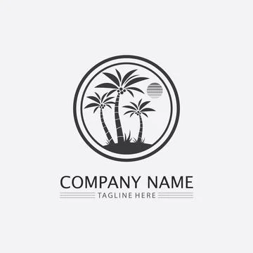 Palm tree summer logo template Illustrazione stock