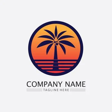 Palm tree summer logo template 스톡 일러스트