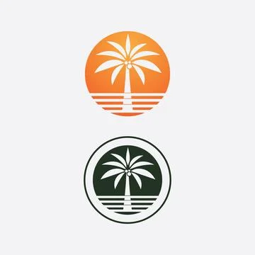 Palm tree summer logo template 스톡 일러스트