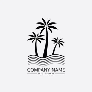 Palm tree summer logo template 스톡 일러스트