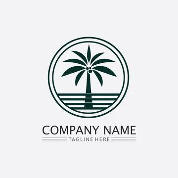 Palm tree summer logo template Illustrazione stock