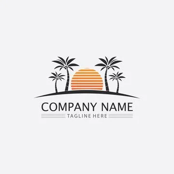 Palm tree summer logo template 스톡 일러스트