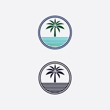 Palm tree summer logo template 스톡 일러스트