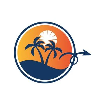 Palm tree summer logo template Free Vector Stock Illustration