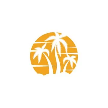 Palm tree summer logo template Illustrazione stock