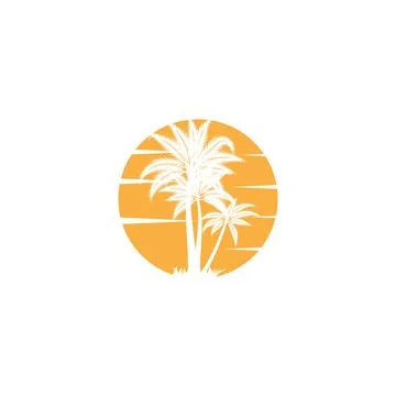Palm tree summer logo template Stock Illustration
