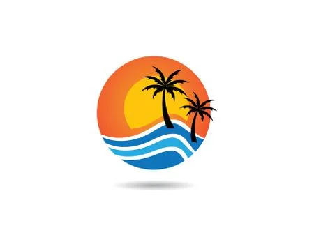 Palm tree summer vector icon illustration Stock Illustration