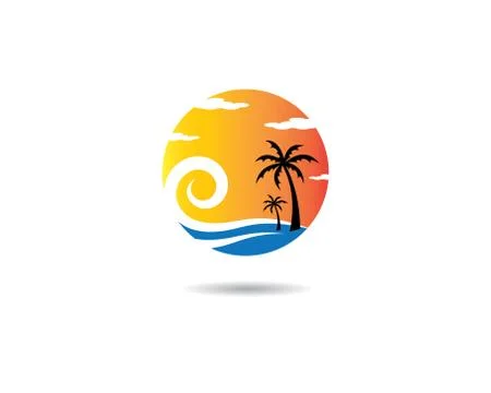 Palm tree summer vector icon illustration Stock Illustration