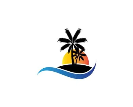 Palm tree summer vector icon illustration Stock Illustration