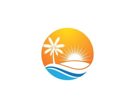Palm tree summer vector icon illustration Stock Illustration