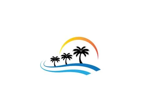 Palm tree summer vector icon illustration Stock Illustration